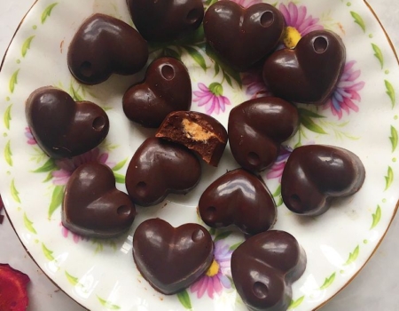 Dark Chocolate Almond Butter Hearts