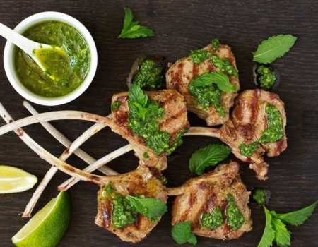 Grilled Lamb Chops with Mint Sauce